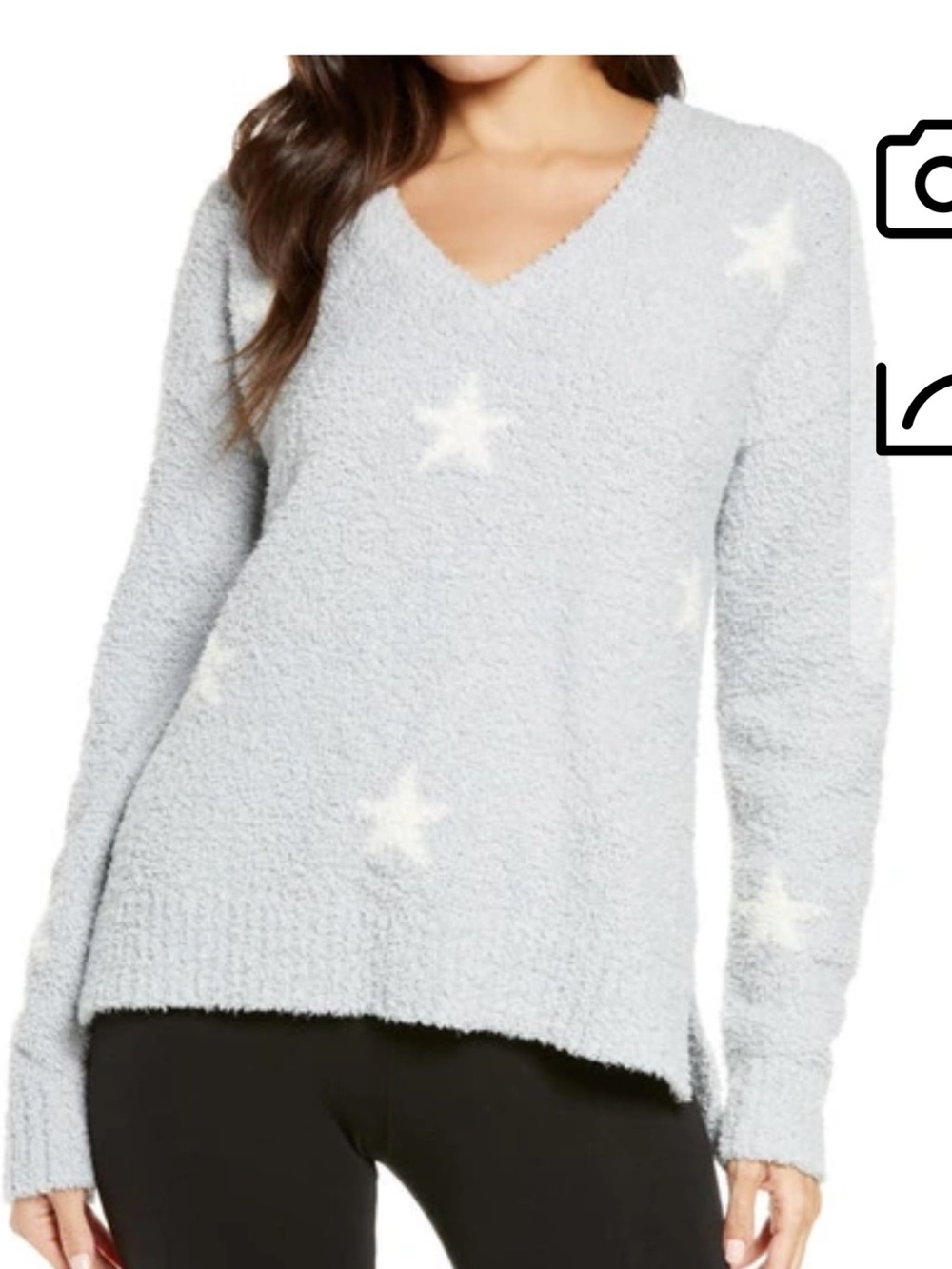 UGG Women's Gray Star V-Neck Plush Sweater